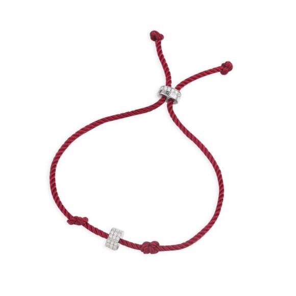 APM Monaco Unisex Red adjustable nylon bracelet with sliding ring - silver × 1 - Picture 1 of 6
